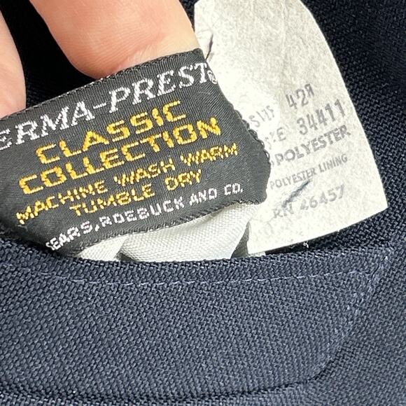 Vintage Sears Roebuck PERMA-PREST Reversible Vest Men's 42R Large Navy Blue Grey - Picture 2 of 5